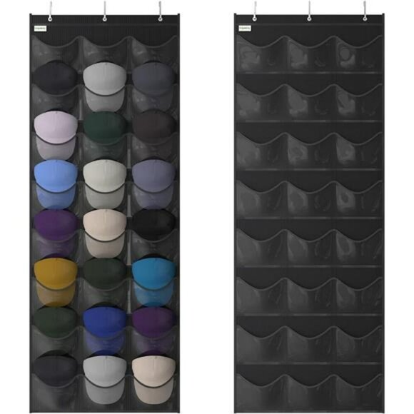 Baseball Hat Organizer Over Door Rack 24 Pocket Cap Holder Display Storage - Picture 1 of 8